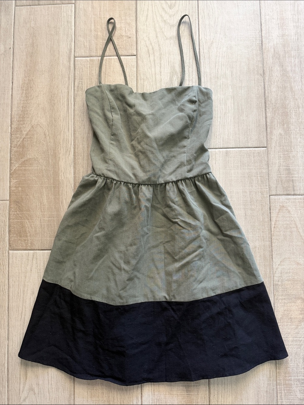 Blue Rain Olive Green & Black Spaghetti Strap Dress - Women’s Medium
